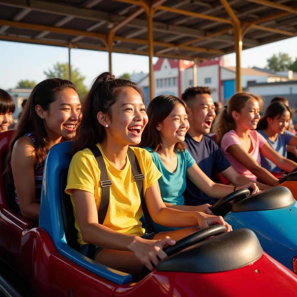 People Enjoying Bumper Car Ride