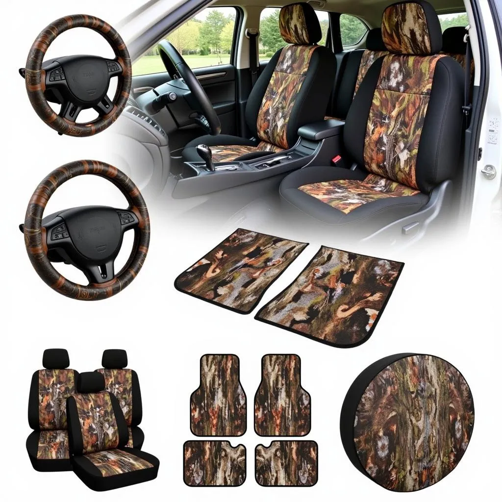 Camo car accessories set