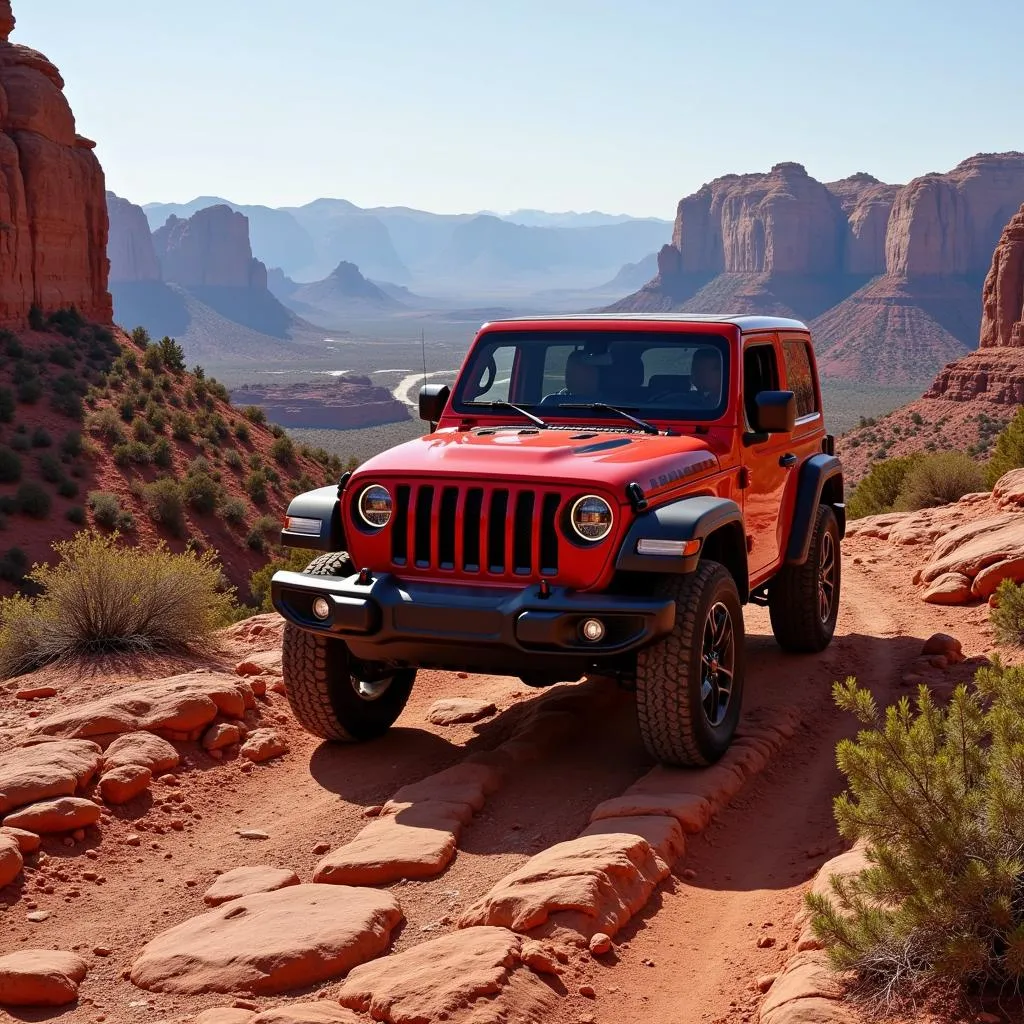 Jeep Rental on a Rocky Trail in Canyonlands