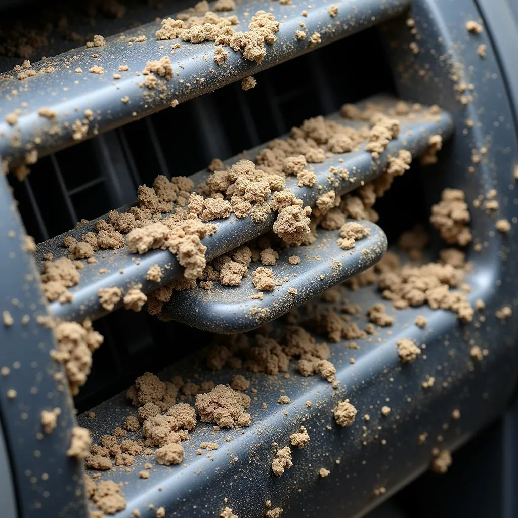 Car AC evaporator core covered in mold