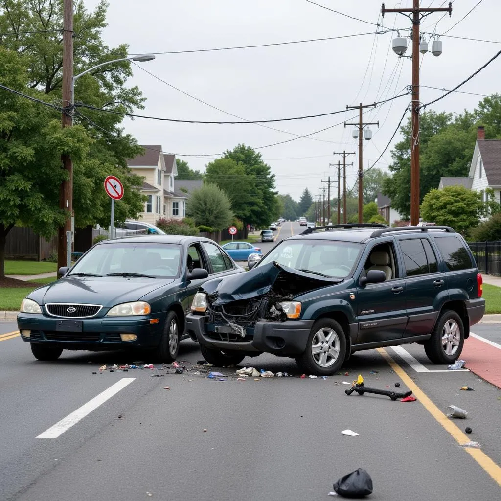 Car Accident on a Busy Garden City Street