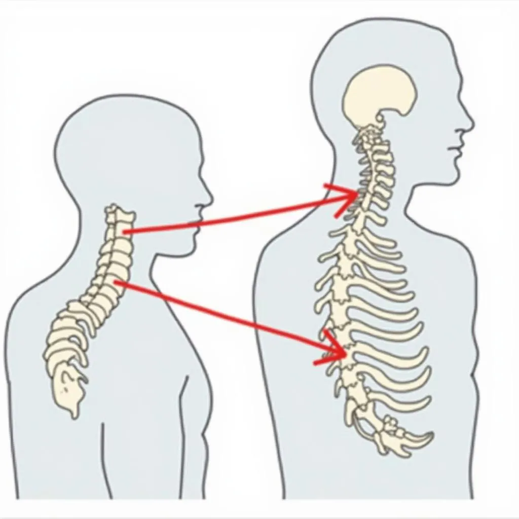 Diagram showing common injury areas in a T-bone car crash