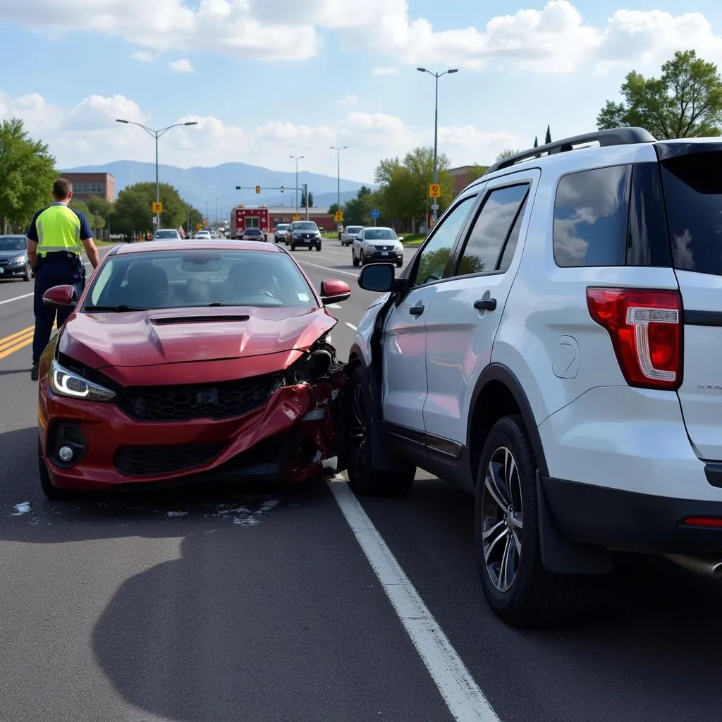 Car accident scene in Layton, Utah