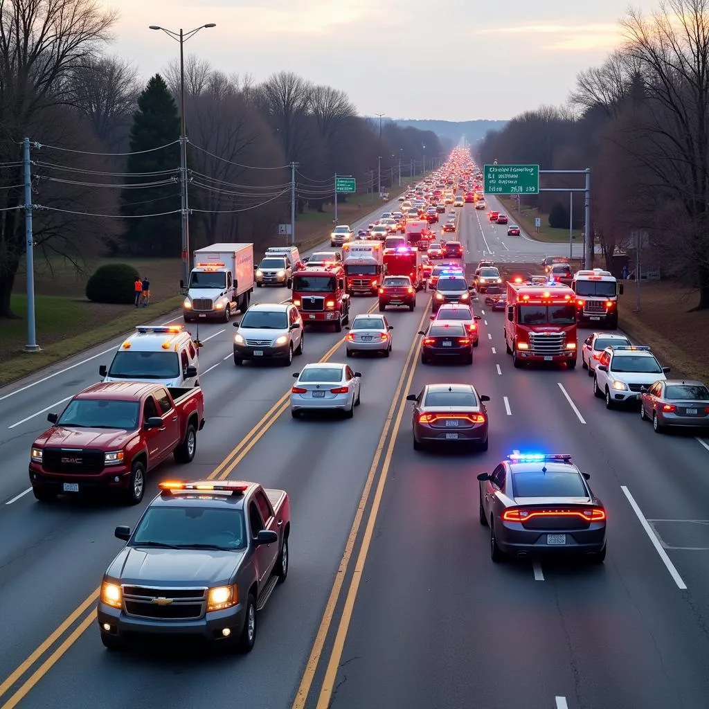 Traffic Jam on Lindbergh Road After a Car Accident