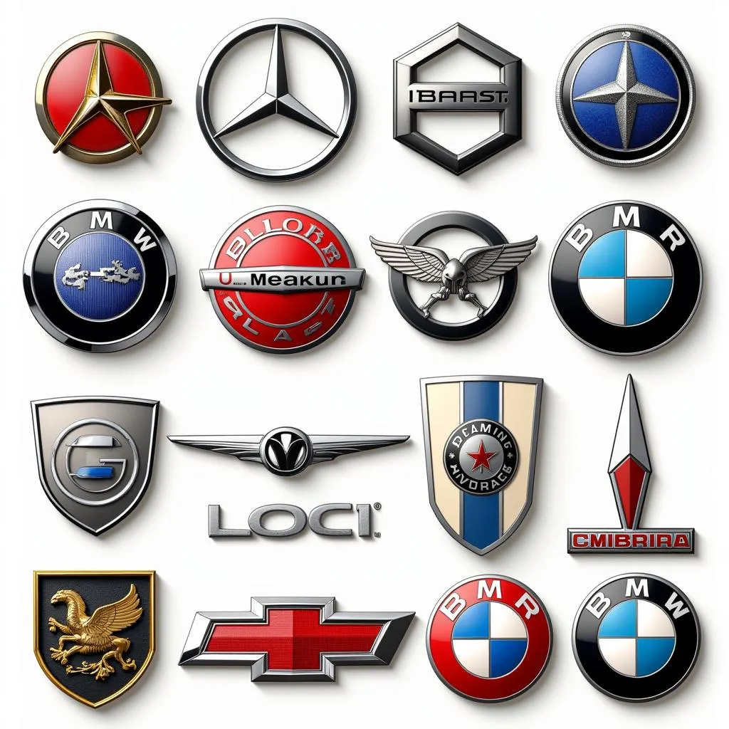 Various Car Badges Displayed