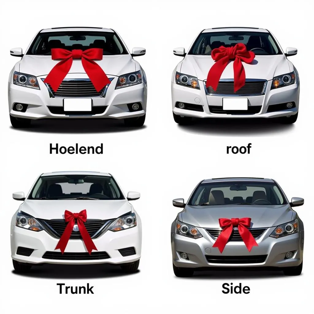 Different car bow placements on vehicles