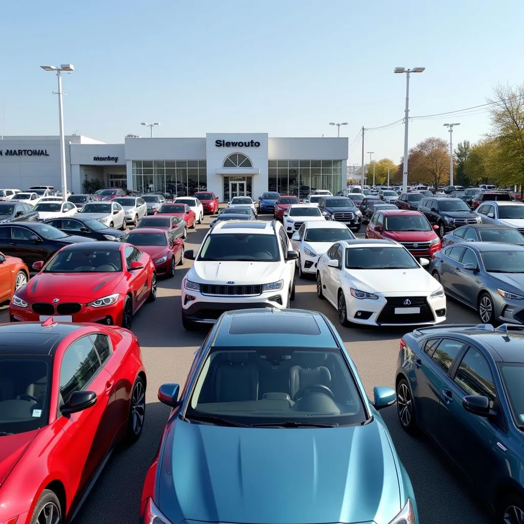 Car Dealership Lot with a Variety of Vehicles