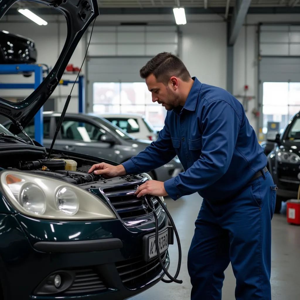 Car Undergoing Electrical Repair