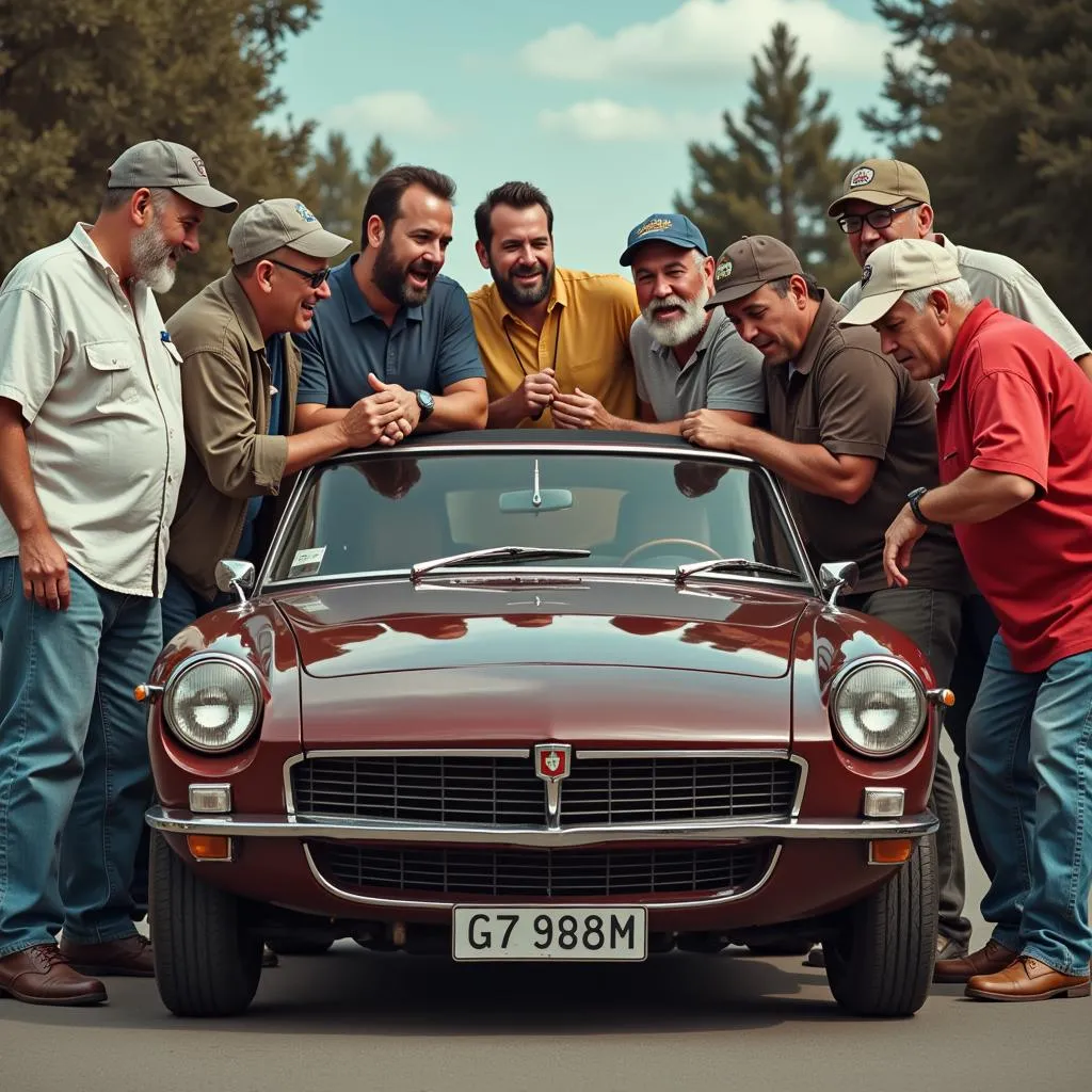 Car Enthusiasts Engage in Lively Discussion at Coronado Car Show