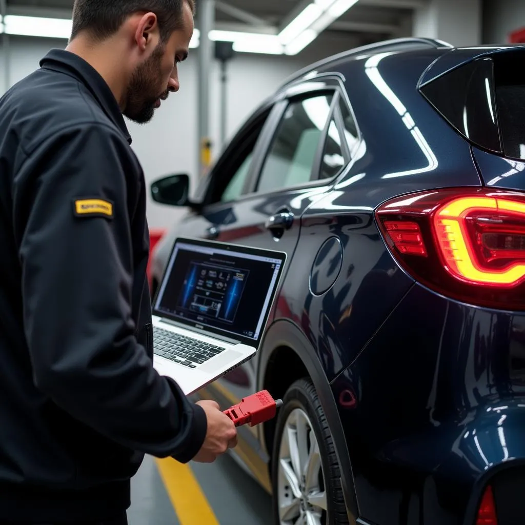 Car Getting Tuned at Workshop