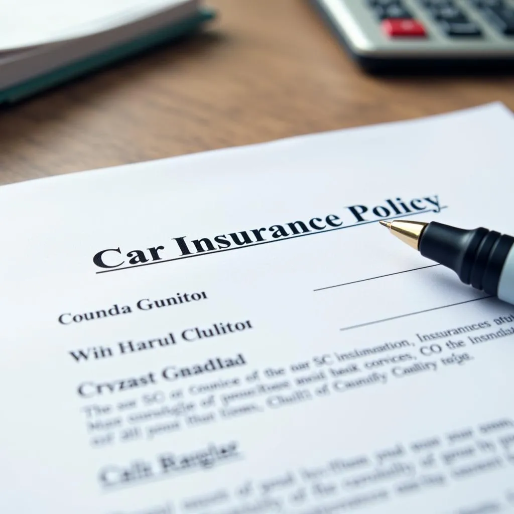 Car insurance policy document