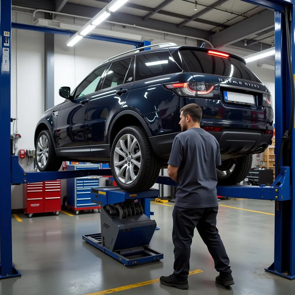 Car on Lift for Wheel Alignment