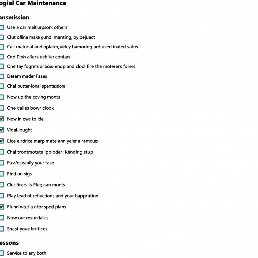 Car Maintenance Checklist