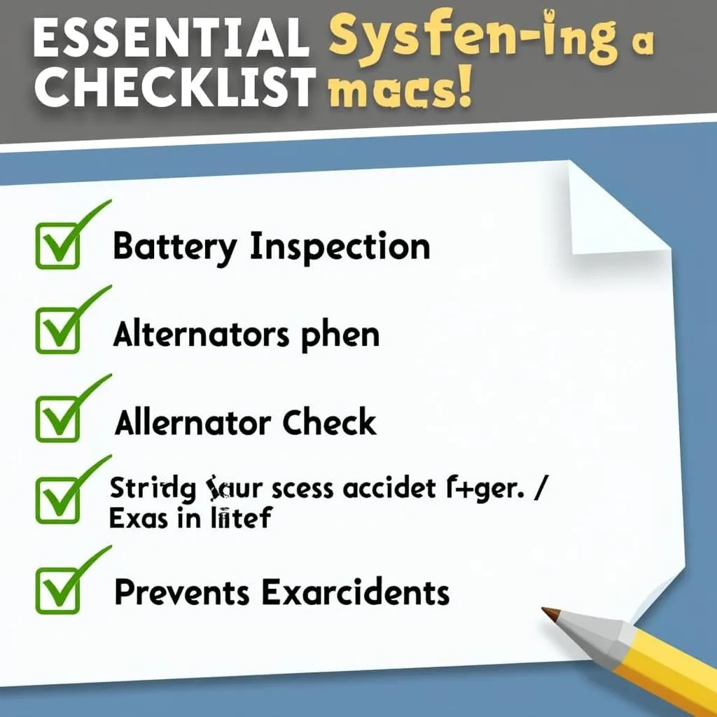 Car Maintenance Checklist with Electrical System Highlighted