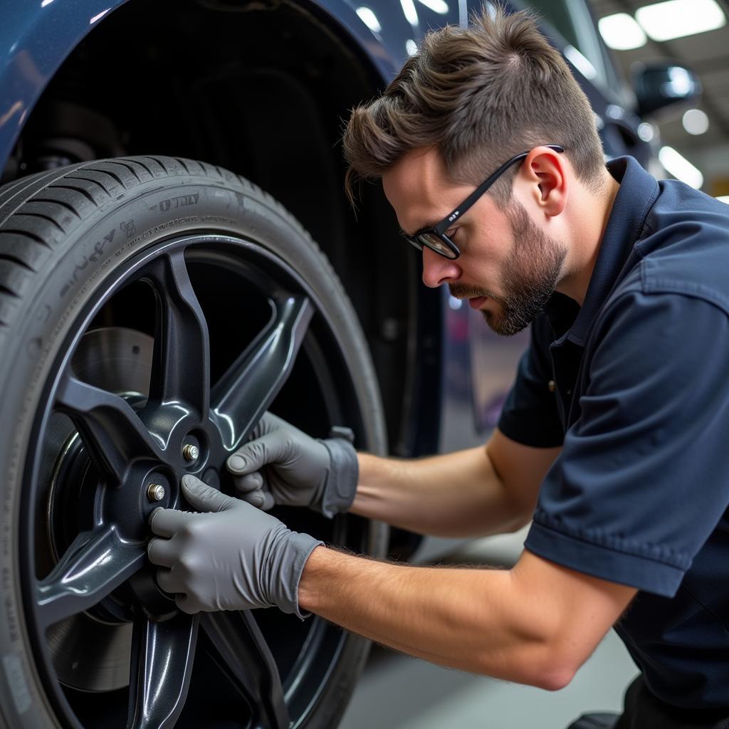 Car Mechanic Repairing Fan