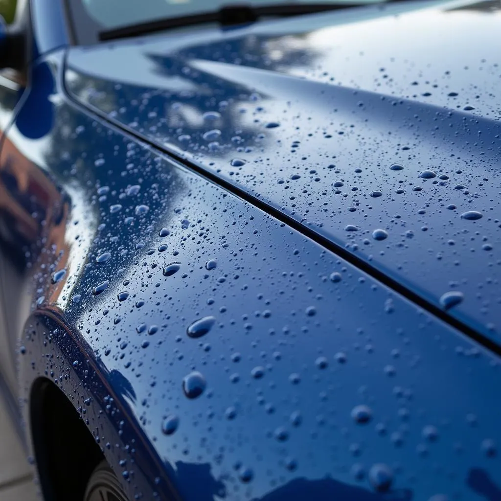 Car paint with a protective layer after using after wash car spray