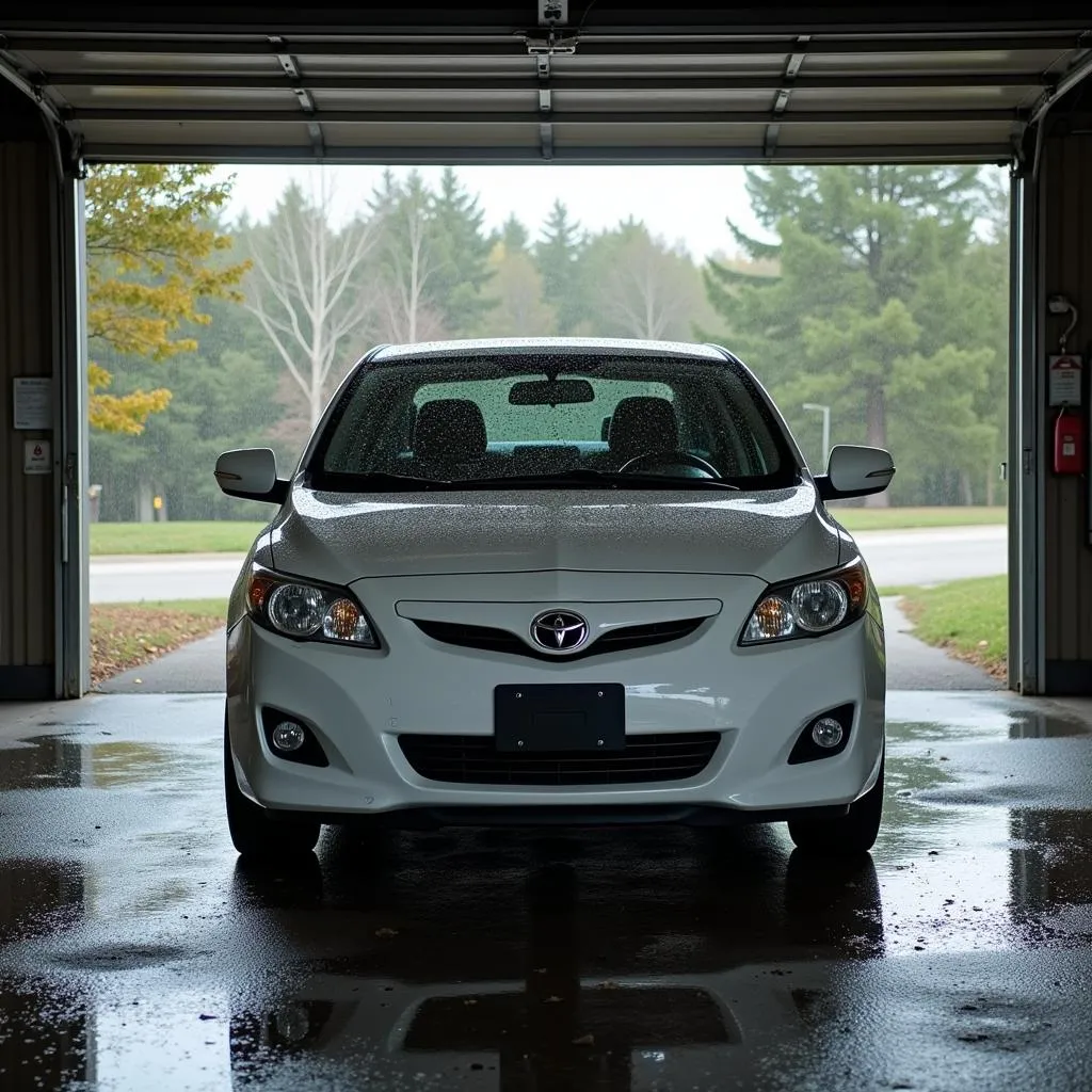 Car parked in garage protected from pollen