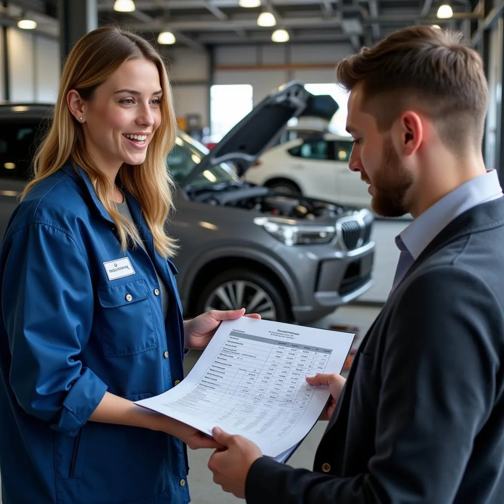 Mechanic Reviewing a Repair Estimate