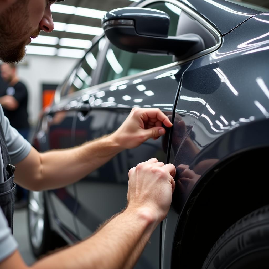 Applying car vinyl to a car door