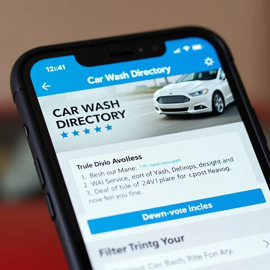 Car Wash Directory on Phone
