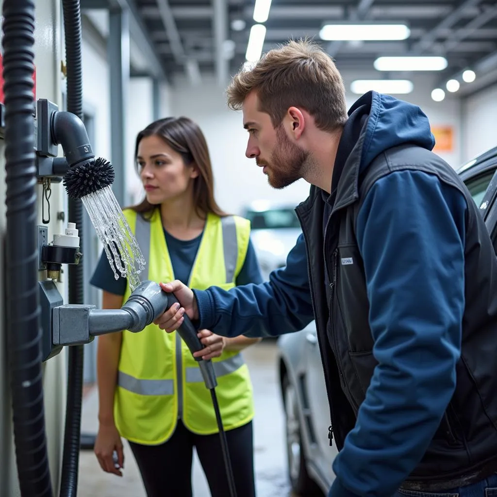 Inspecting the Equipment at a Car Wash