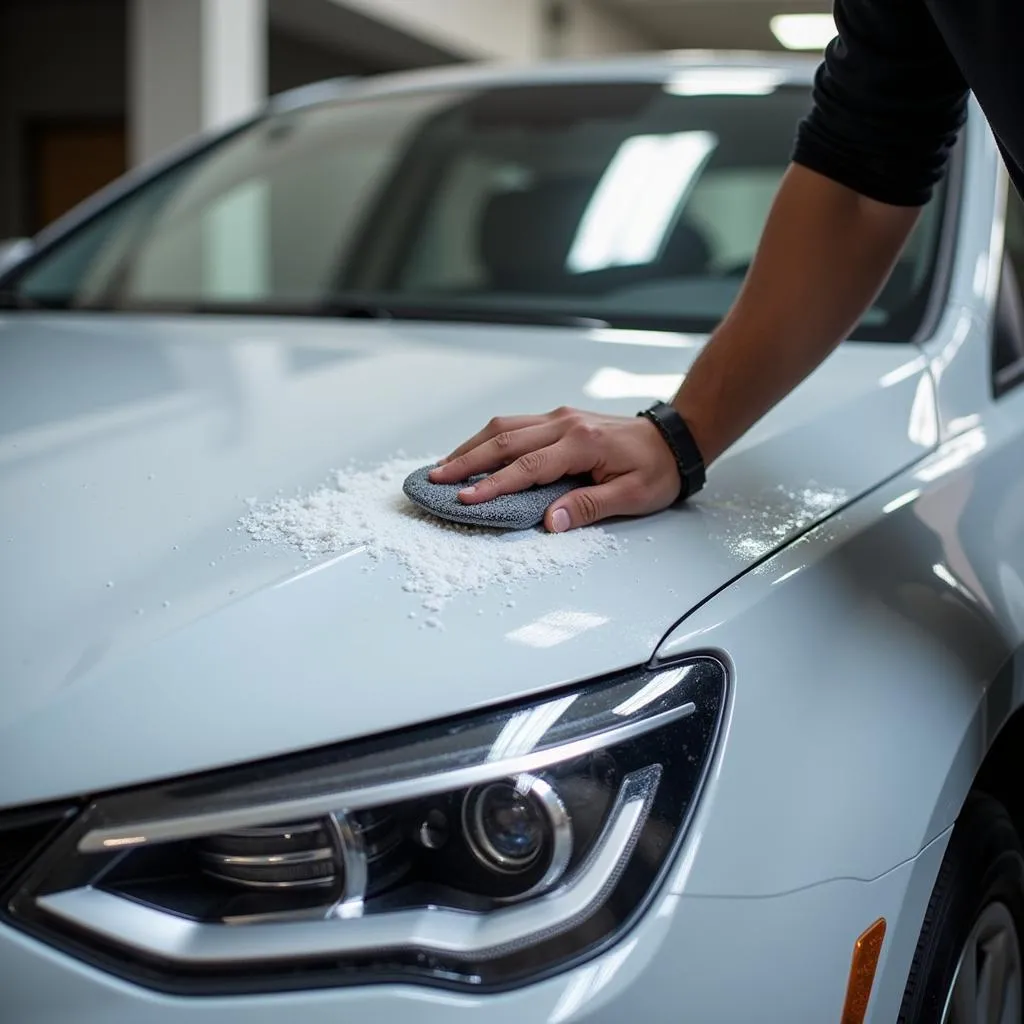 Applying car wax