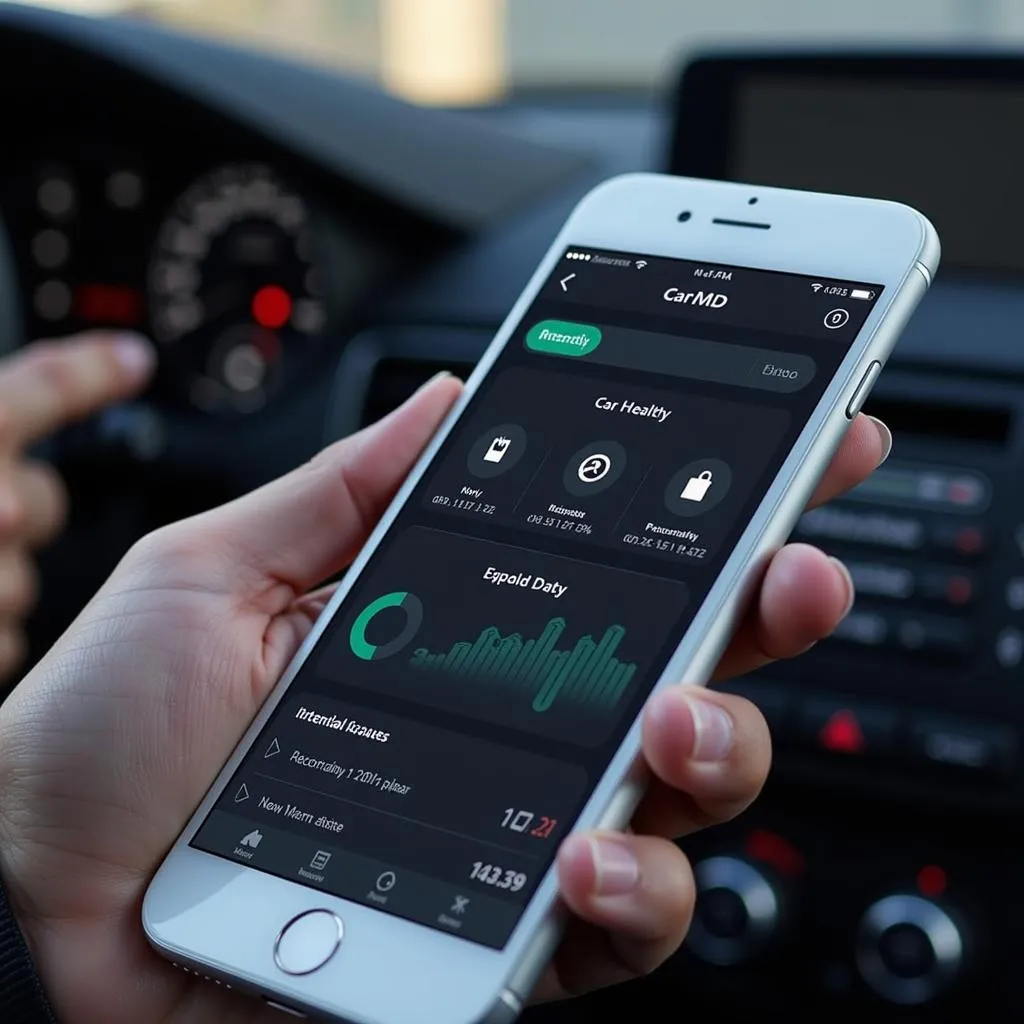 CarMD App displaying car diagnostics