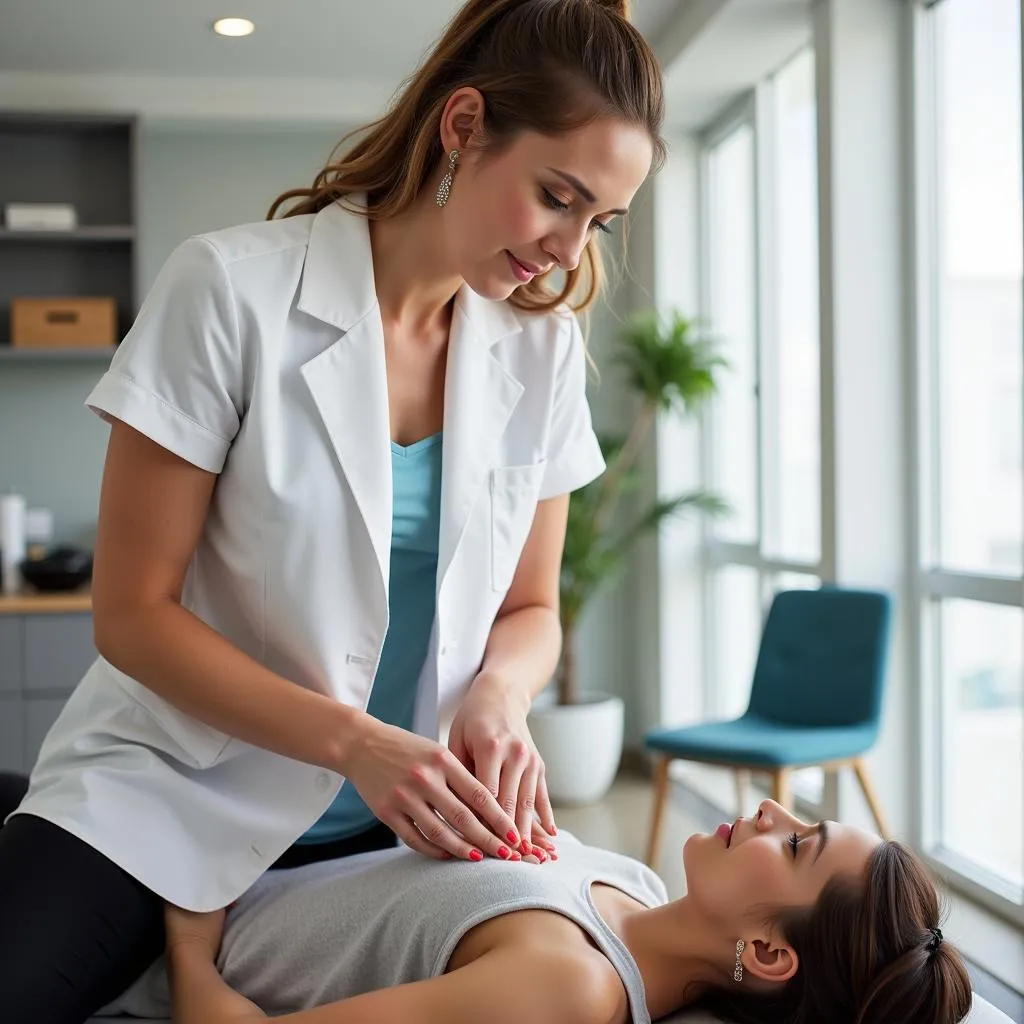 Chiropractor examining patient in North Miami Beach