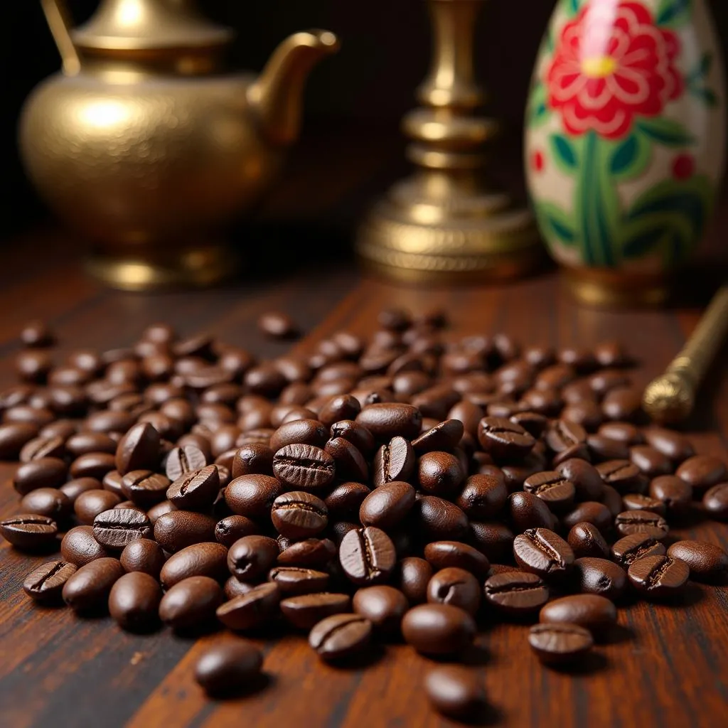 Civet coffee beans in a traditional setting