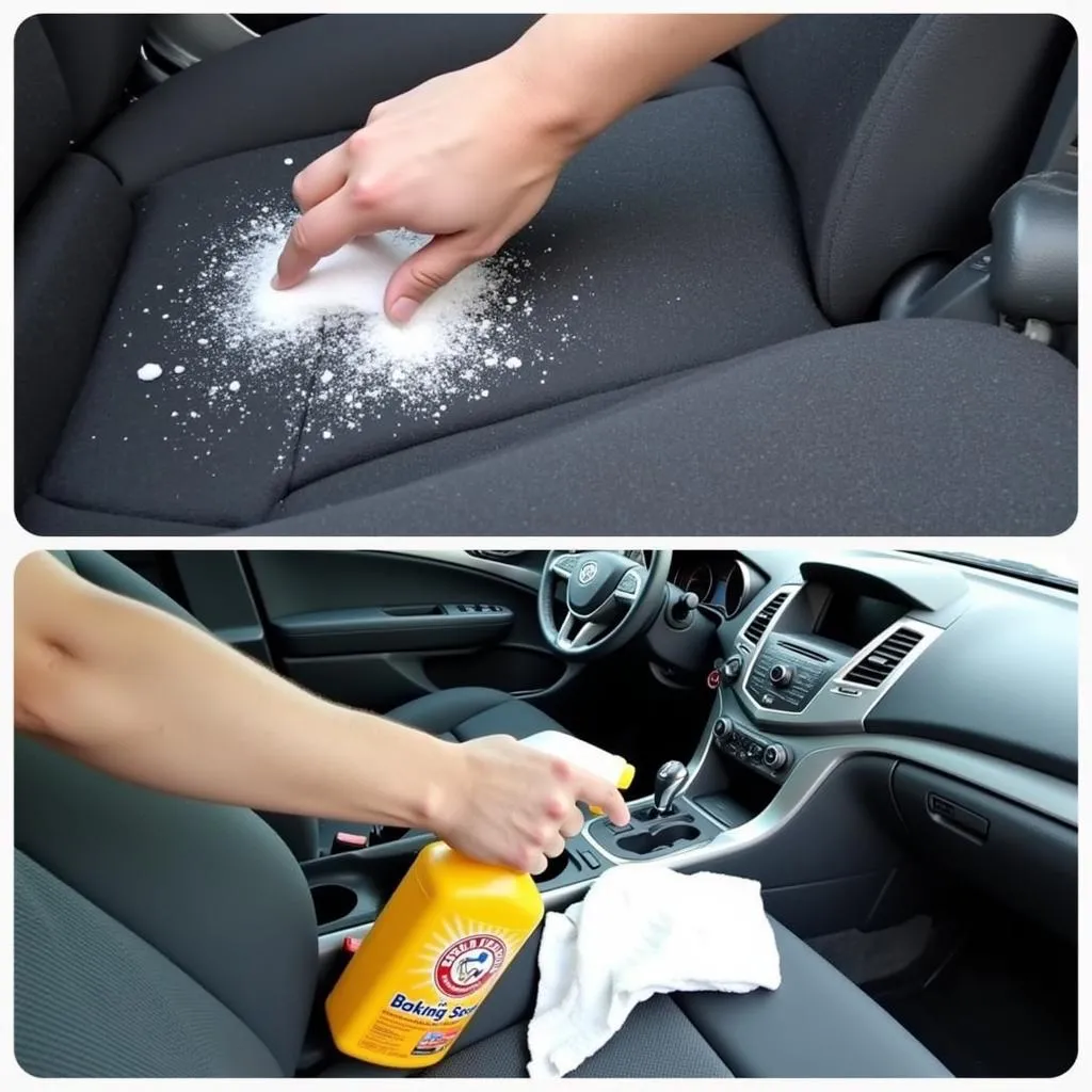 Cleaning car interior with baking soda and vinegar