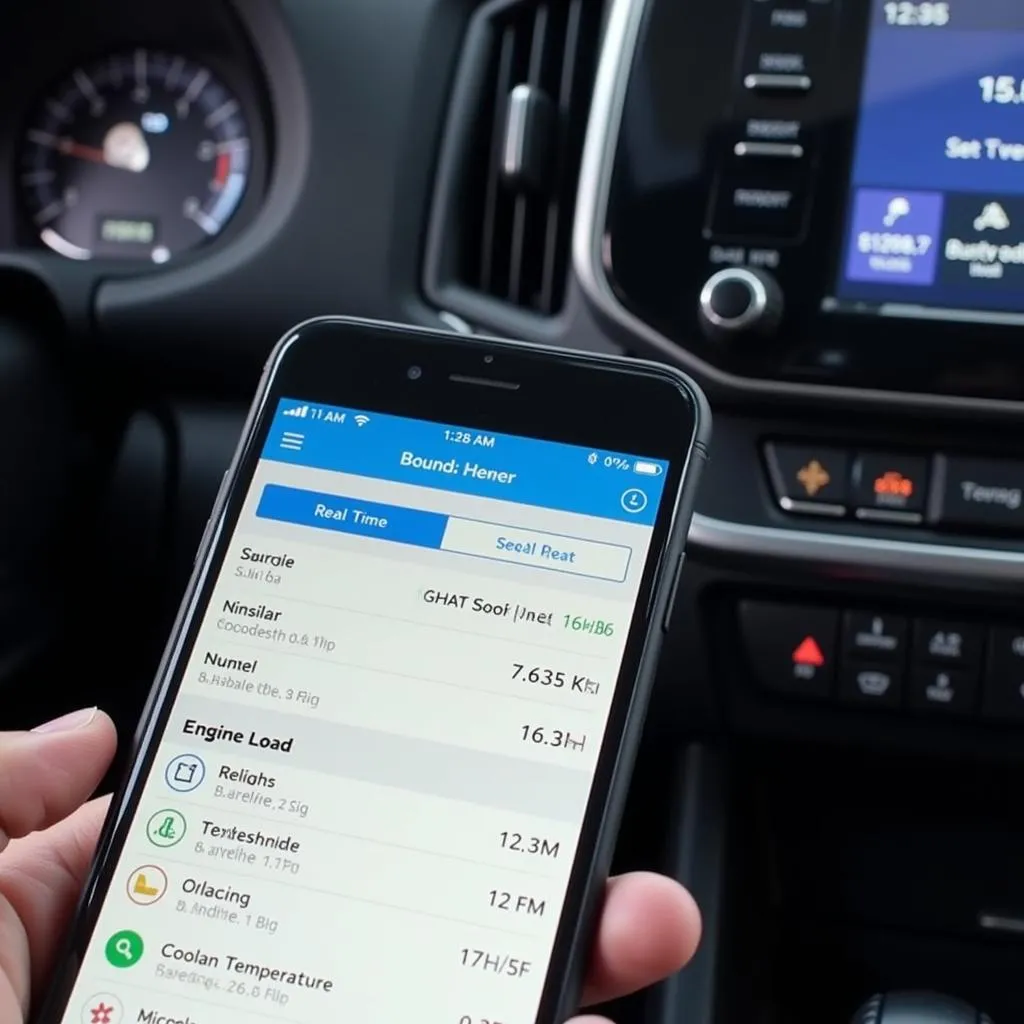 OBD App Displaying Real-time Engine Data