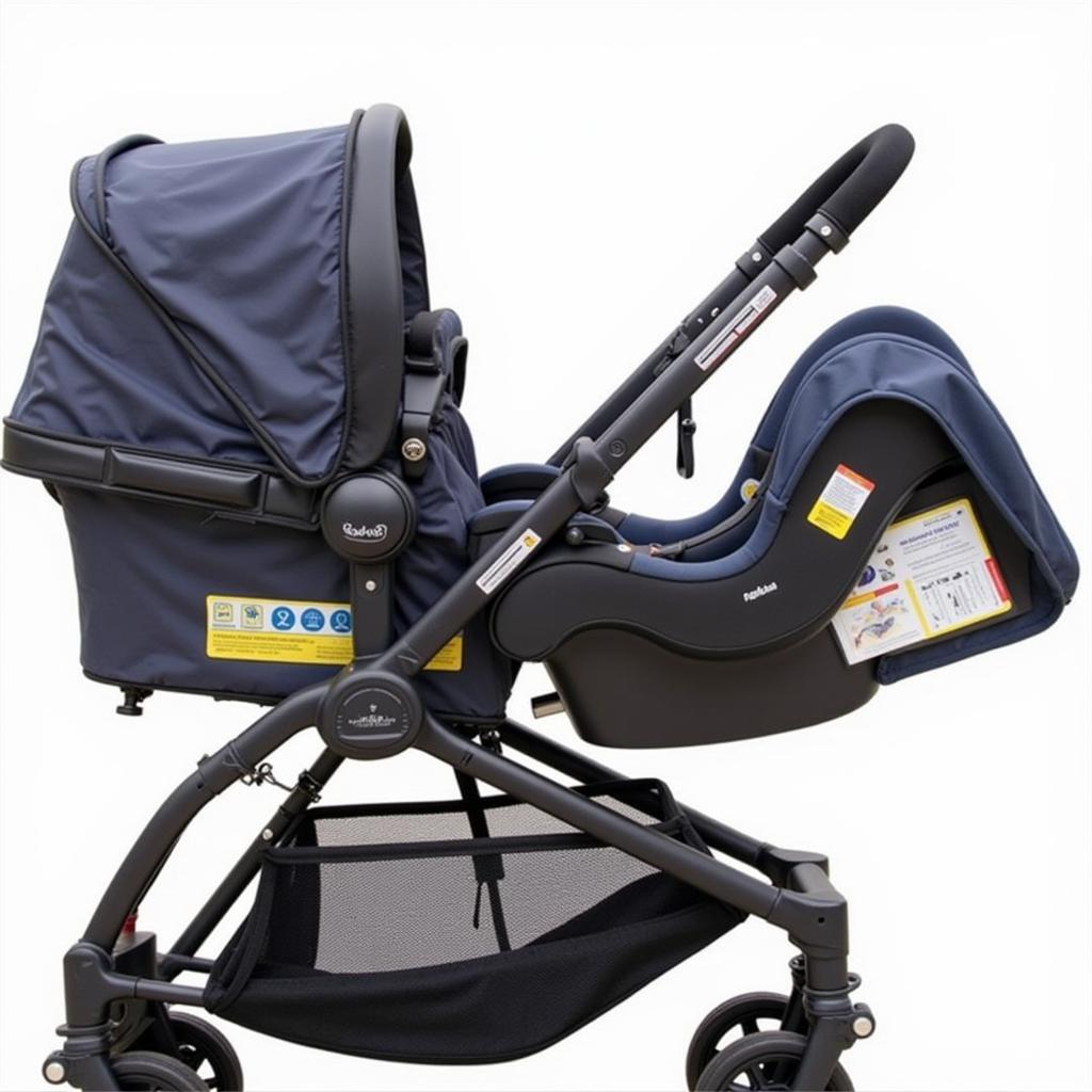 Compact stroller with car seat folded