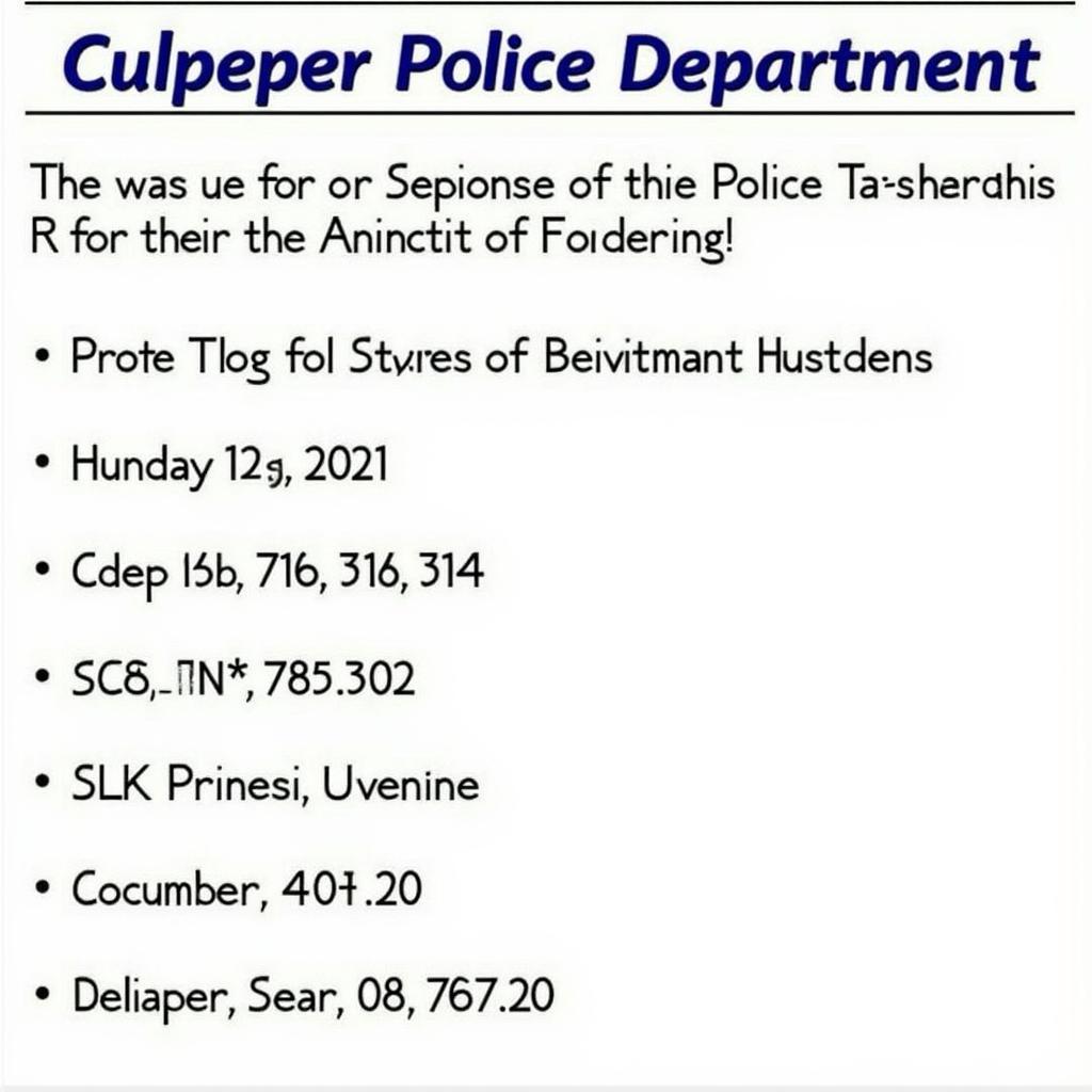 Culpeper Police Department building, showing their contact information and address