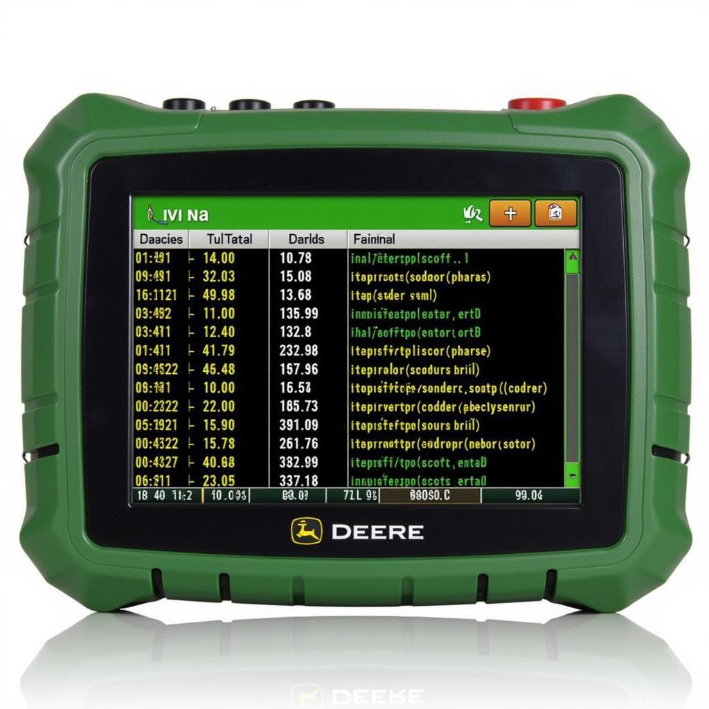 Deere OBD Deanna displaying live data and diagnostic codes