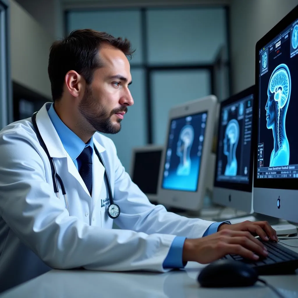 Neurologist Analyzing a Brain Scan