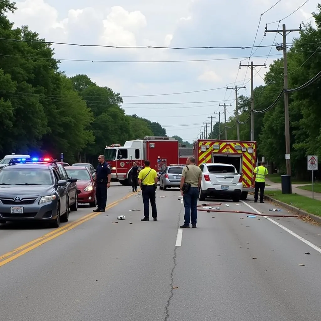 Car Accident Scene in Dickson Tennessee