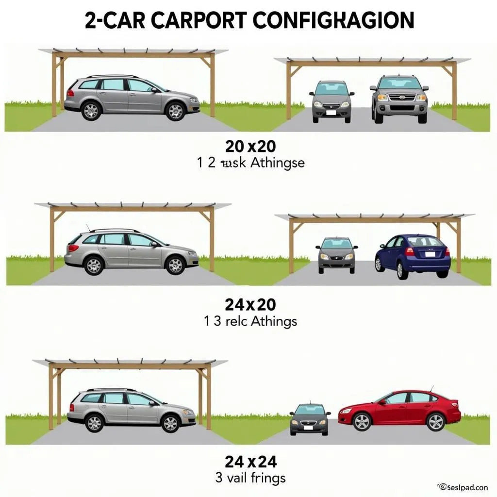 different 2-car carport configurations