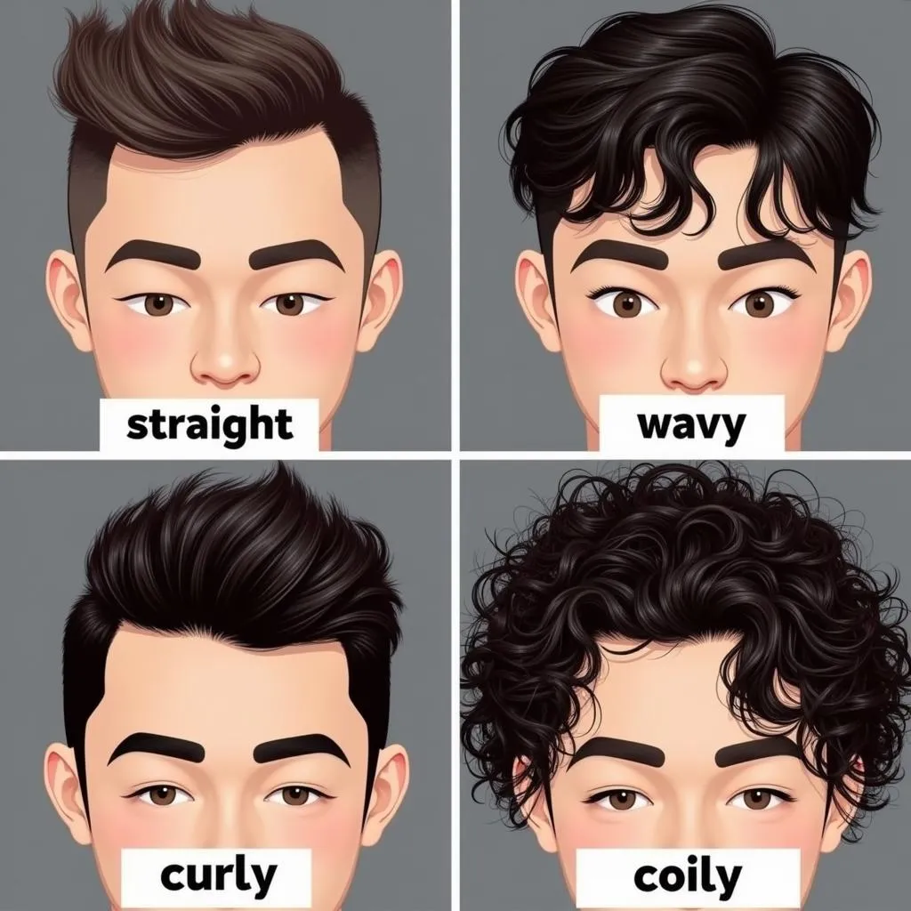 Men with different hair types