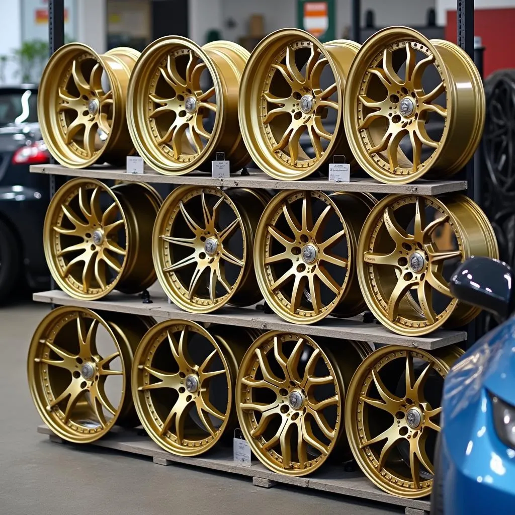 Different types of gold rims on display