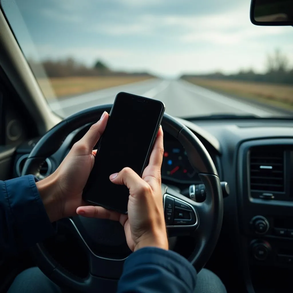 Distracted Driver Texting on Cellphone