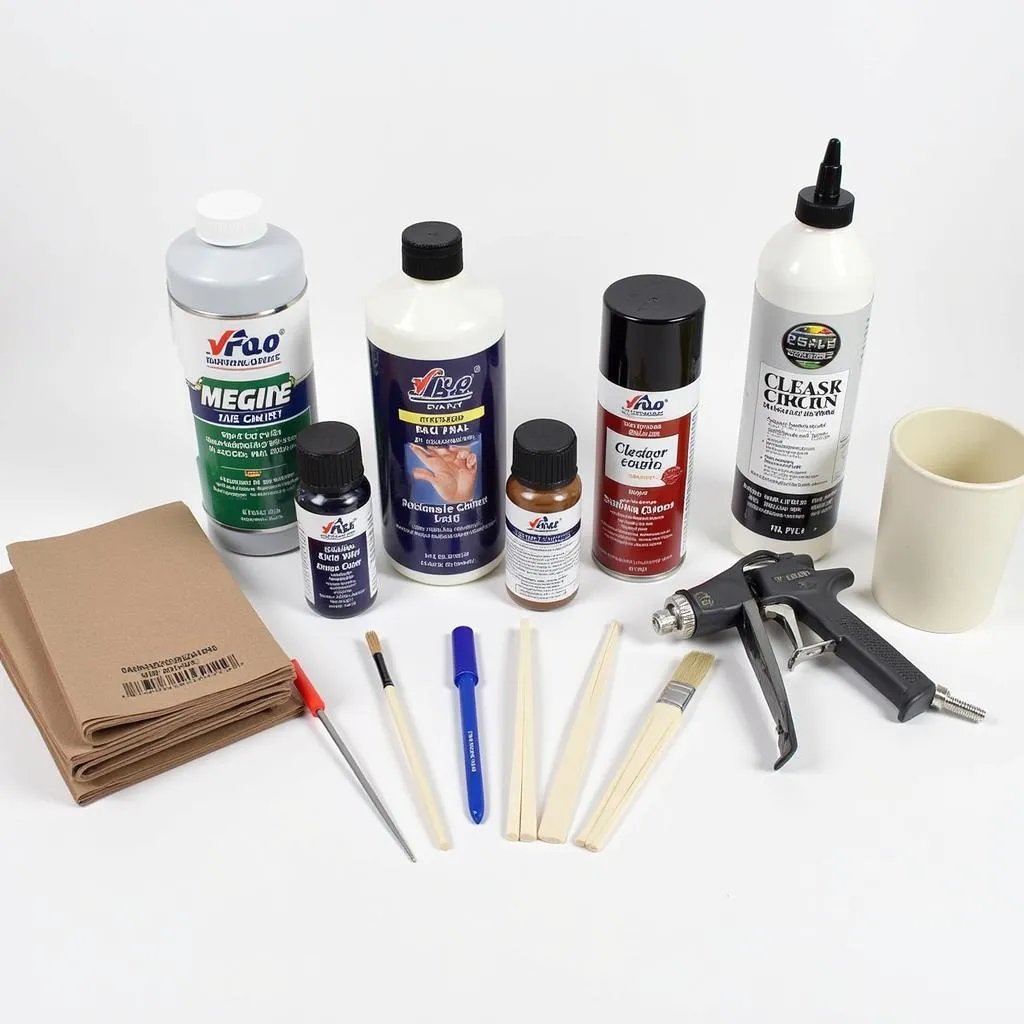 DIY car paint kit contents with all necessary supplies