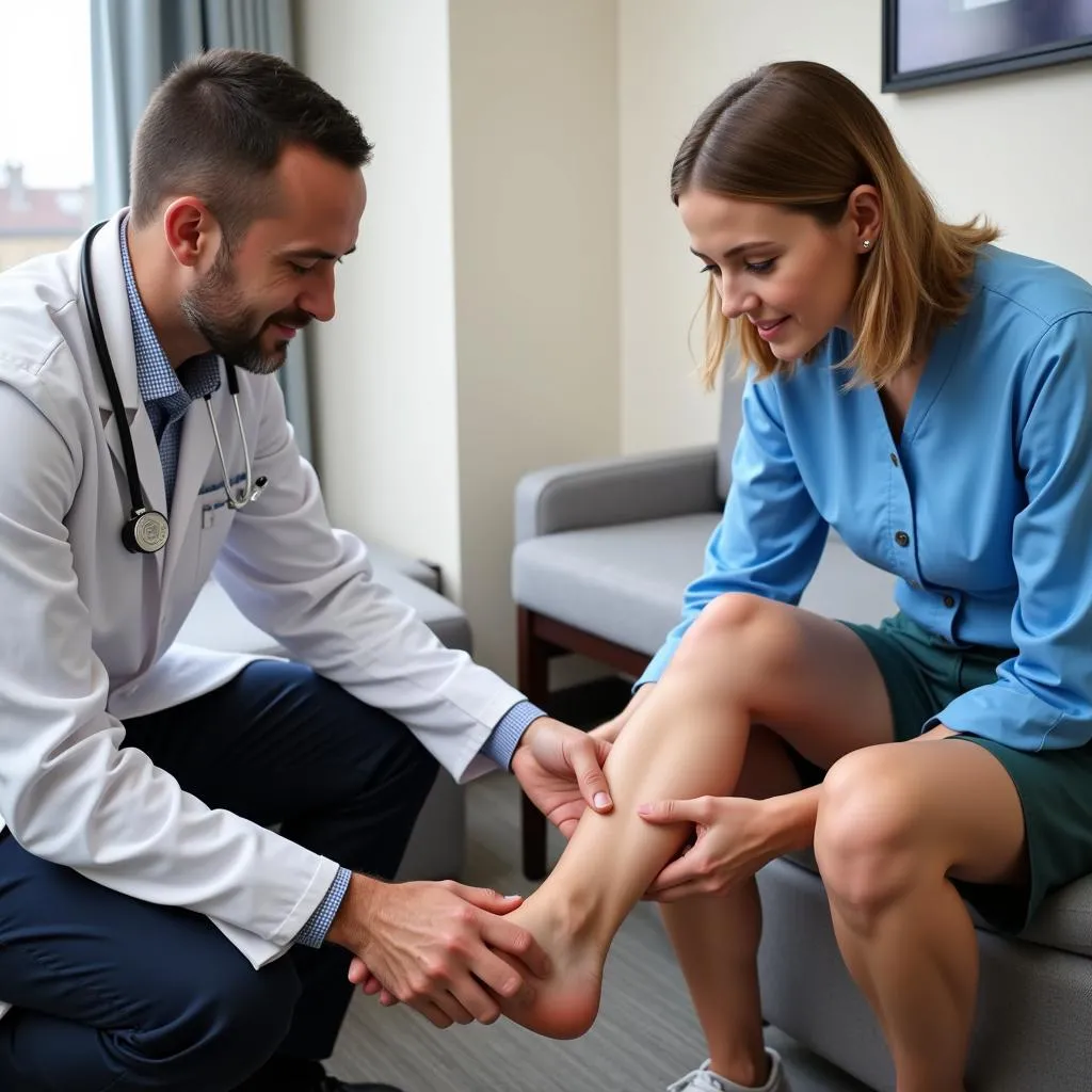 Doctor Examining a Patient's Sprained Ankle