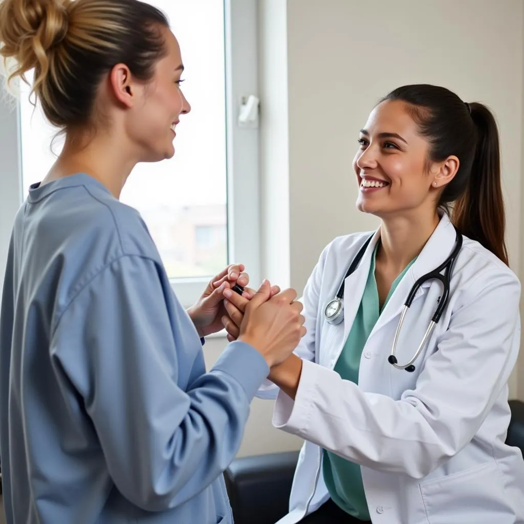 Doctor conducting a first care medical examination