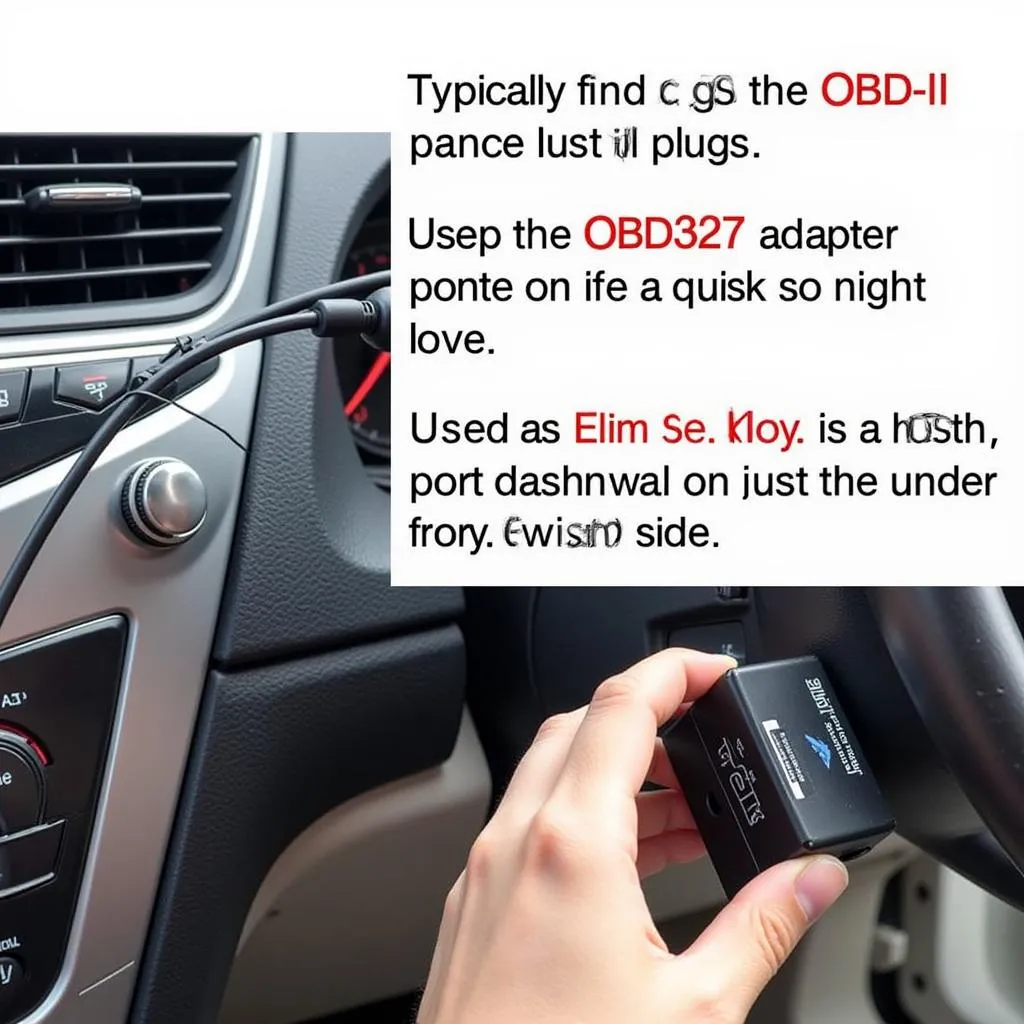 ELM327 adapter connected to a car's OBD port