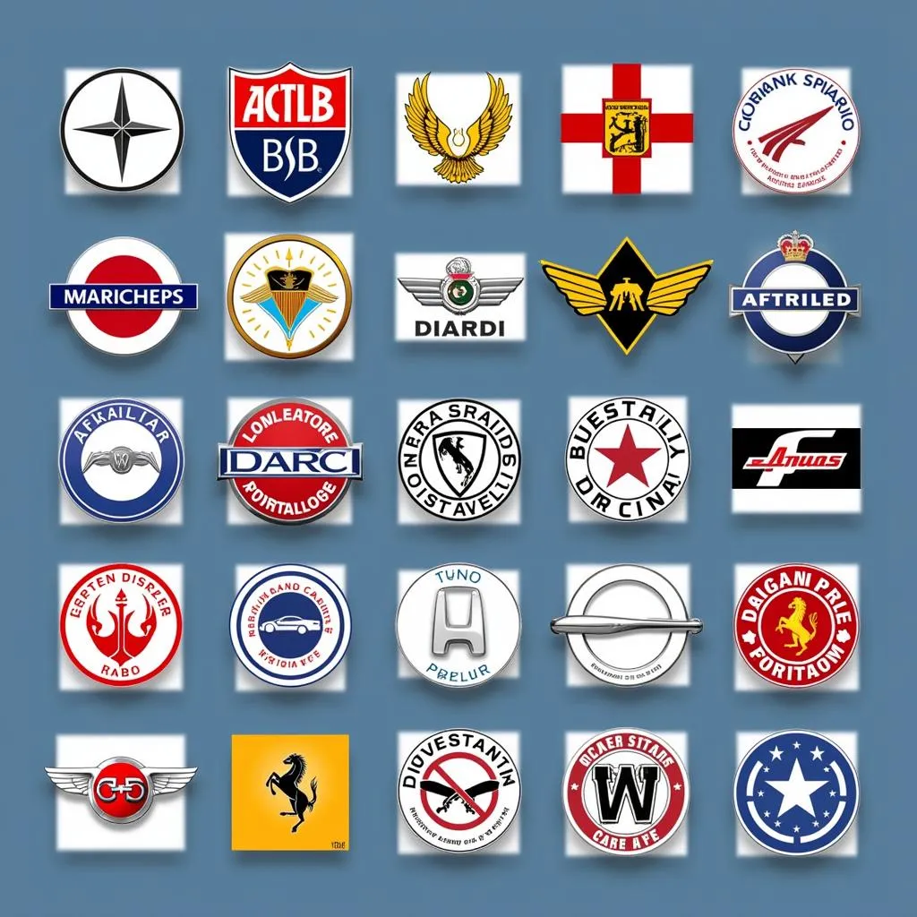 Various European car logos displayed prominently.