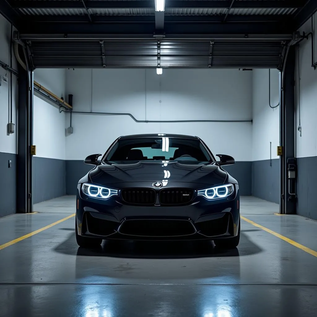 European Car Parked in Garage