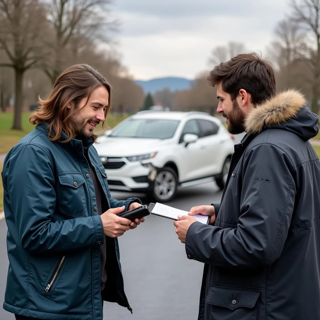 Drivers Exchanging Information After Accident