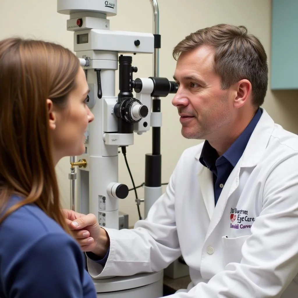 Experienced Eye Doctor Performing an Eye Exam