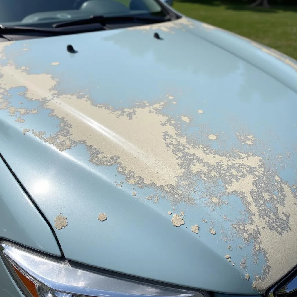 Faded car hood paint