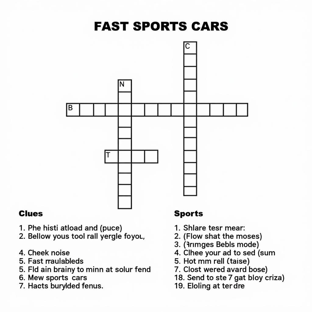 Clues for fast sports cars crossword puzzles